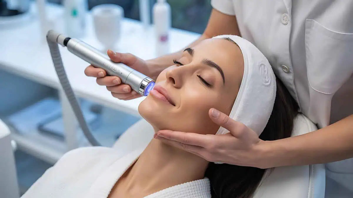 Microneedling treatment to boost collagen production for firmer, smoother skin and improved texture.